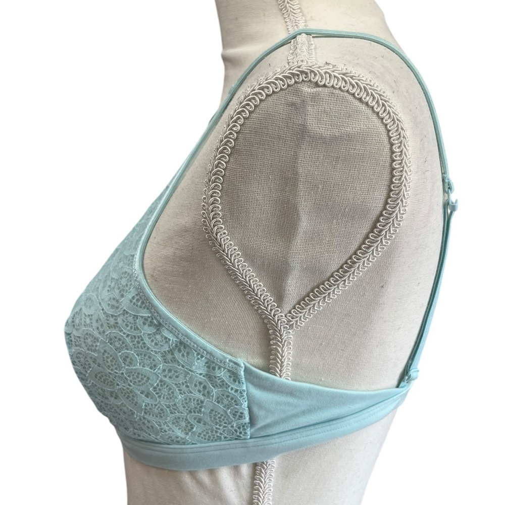 Victoria’s Secret Dream Angels Lace Mesh High Neck Bralette Aqua Blue M - Picture 5 of 9